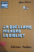 ¿A que llama milagro la Biblia? : sobre las narraciones milagrosas de los evangelios